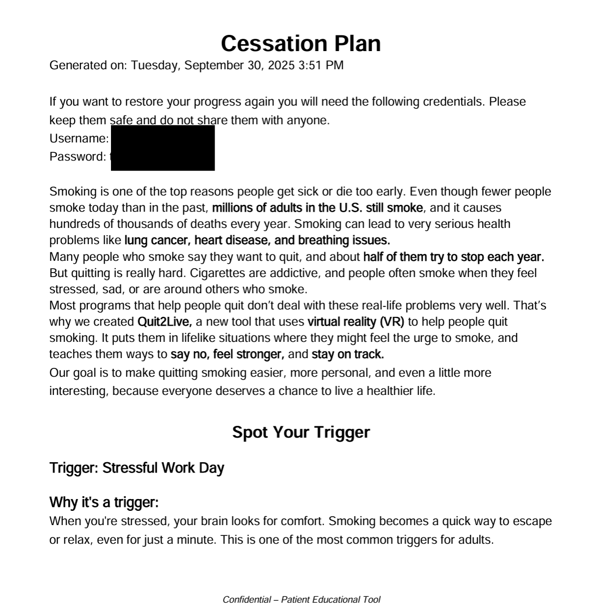 Quit2Live Cessation Plan