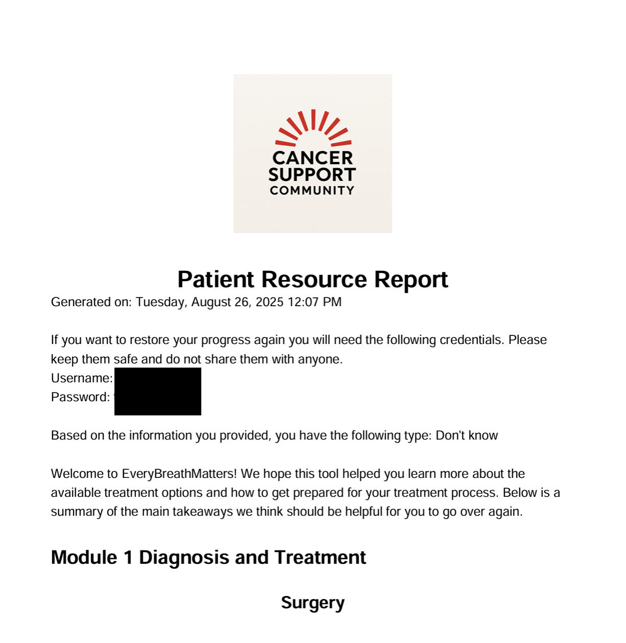 Patient Report 1