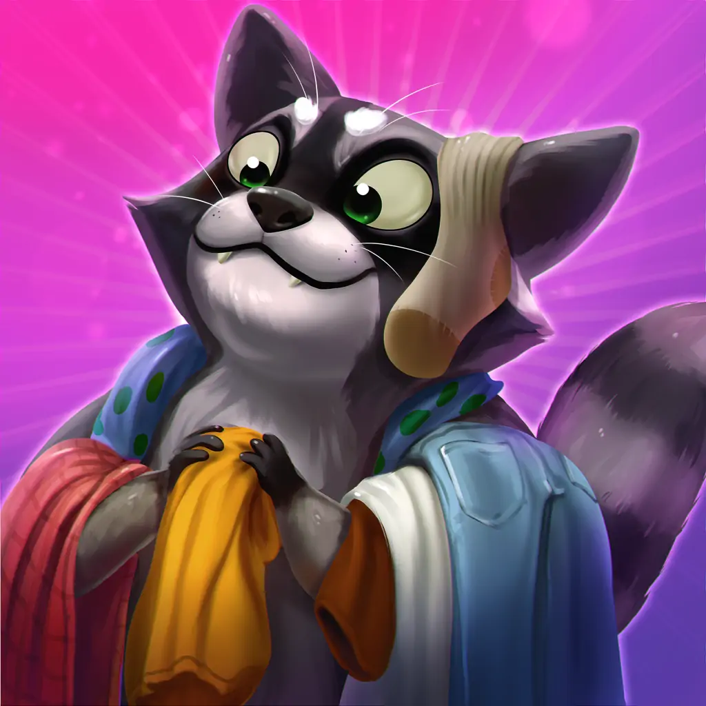 Masked Mischief app icon with a grinning raccoon in a hoodie.