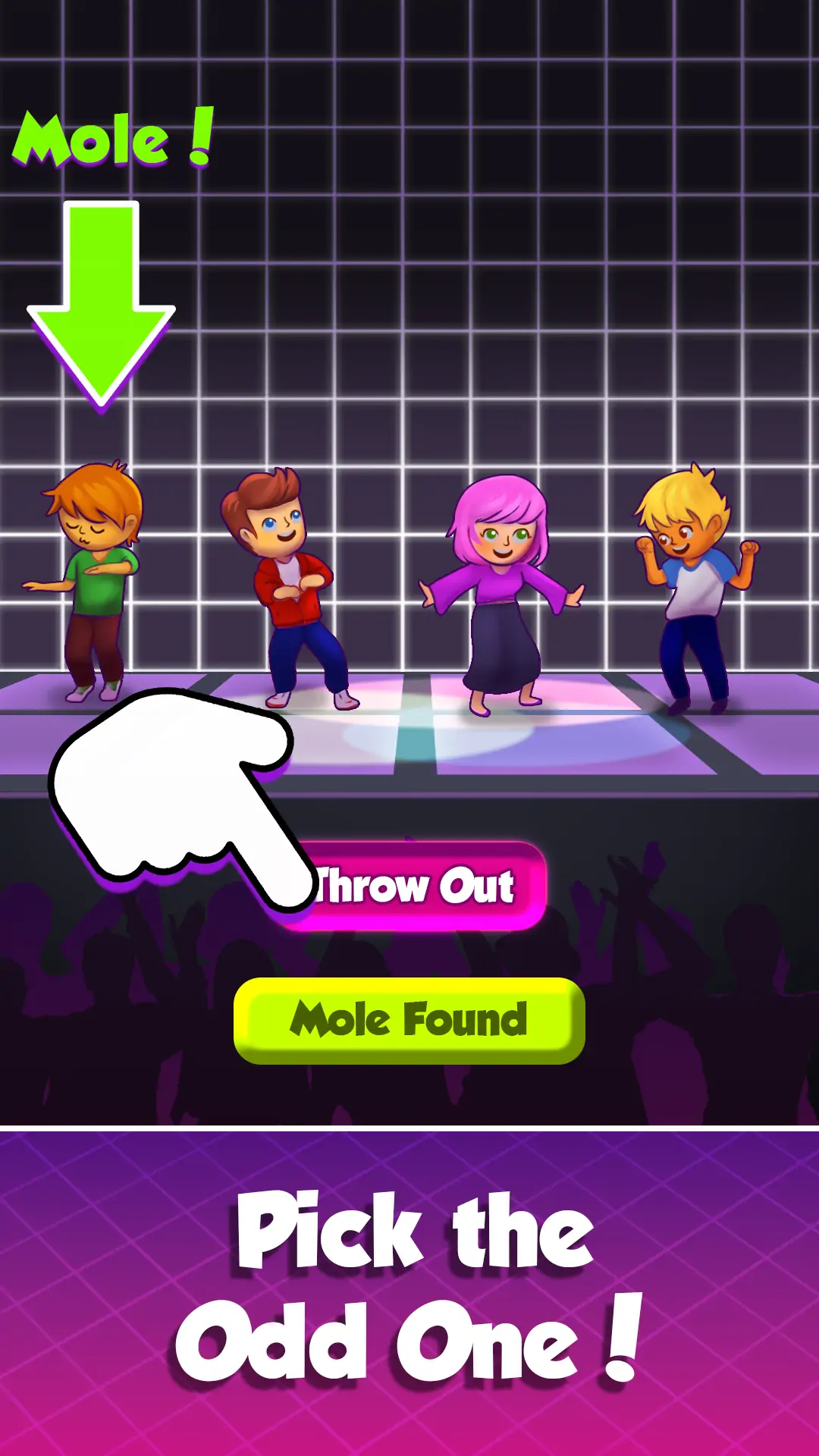 Odd One Out screenshot prompting the player to choose who to eliminate.