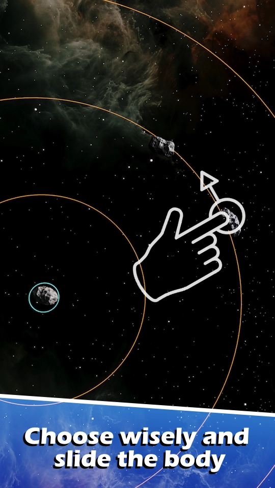 Orbit Destruction space theme frame with orbital prediction arcs.