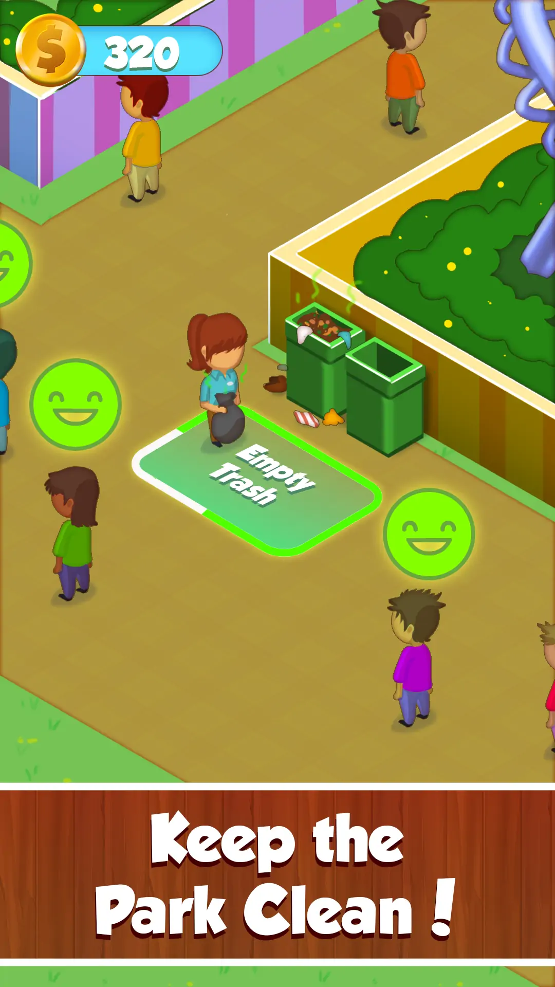 Rollercoaster Retreat screenshot highlighting cleaning gameplay.