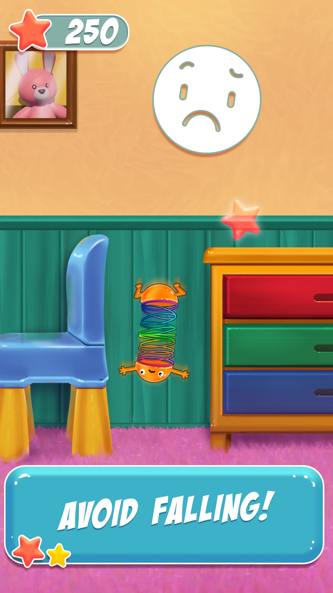 Spring Flip 3D render showing timing-based jumps between counters.