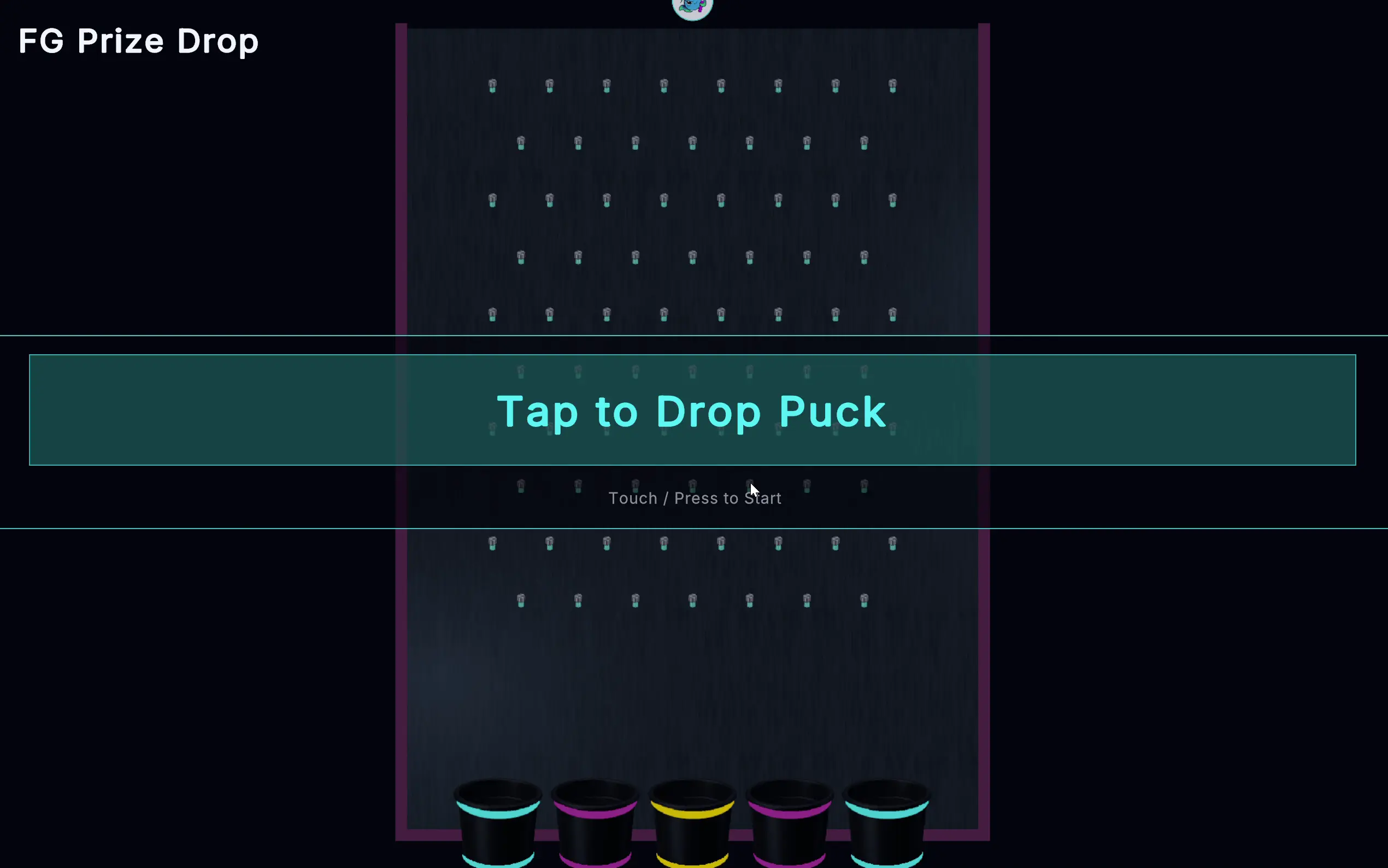 Digital Plinko board ready for puck drop