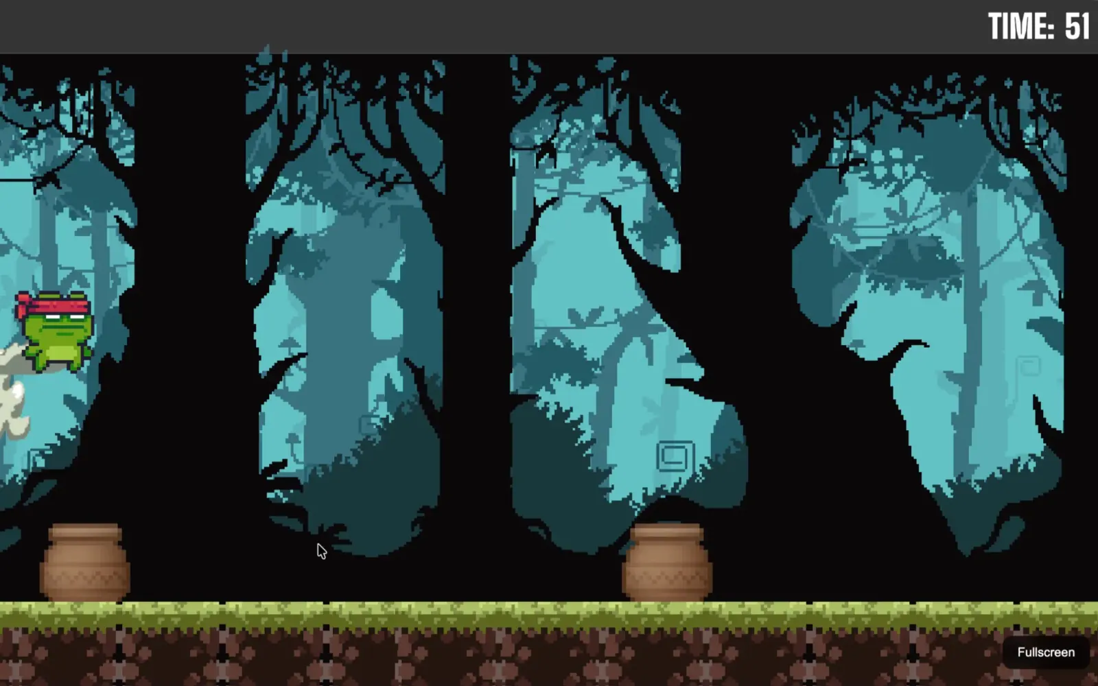 Endless Runner character jumping through a jungle level with obstacles ahead